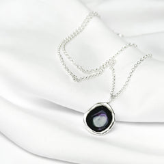 Blackberry Purple Enamel Sterling Silver Droplet Necklace
